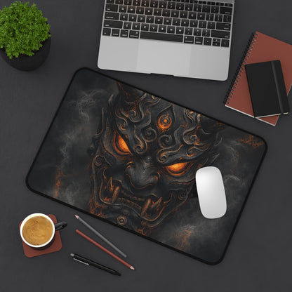 Oni Mask With Crescent Moon - Sudoni Brand Gaming Desk Mat