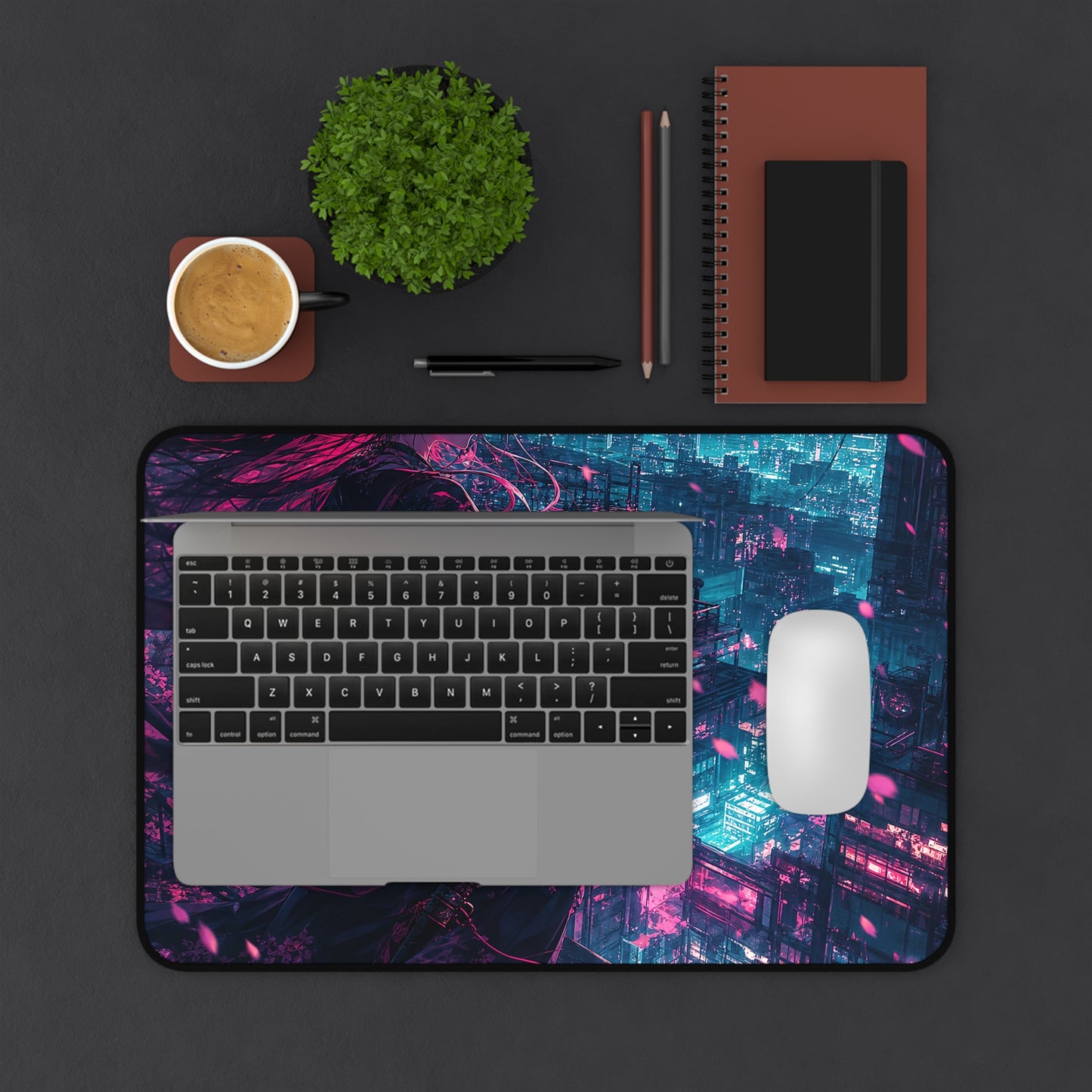 Cyberpunk City Street At Night - Anime Manga Gaming Desk Mat