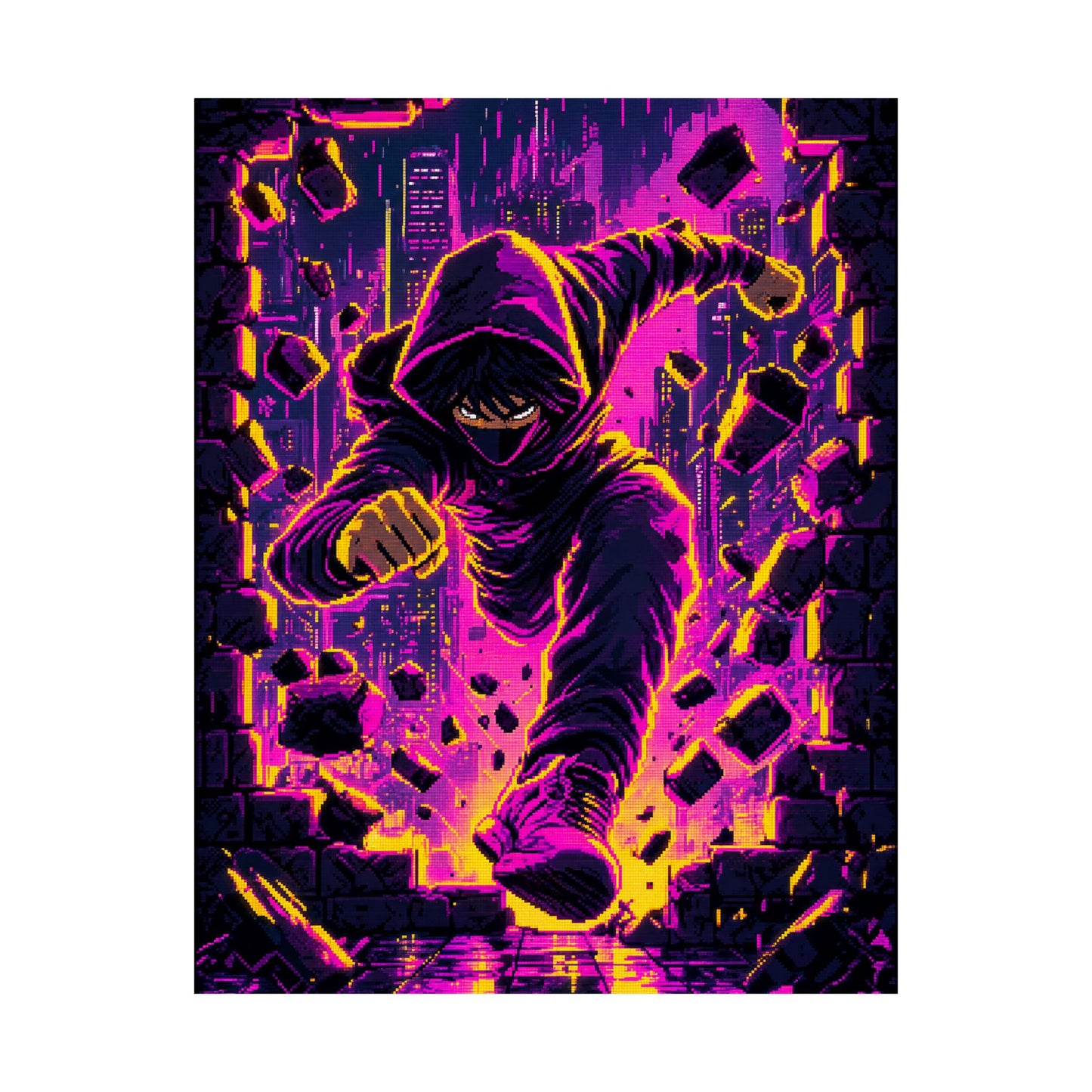 Speedrunner Breaking Through Wall - Gaming Culture Art Print (Matte Poster)
