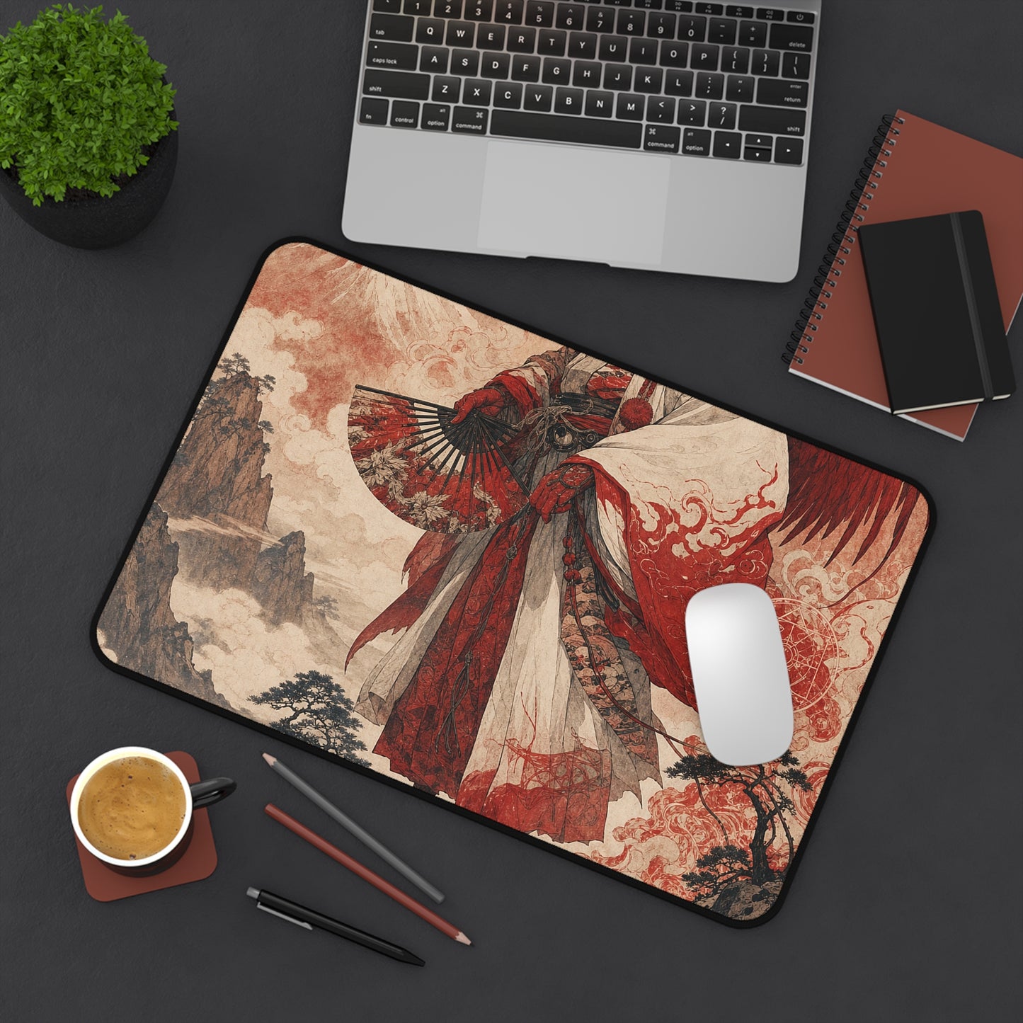Tengu With Fon Mountain - Japanese Mythology Gaming Desk Mat