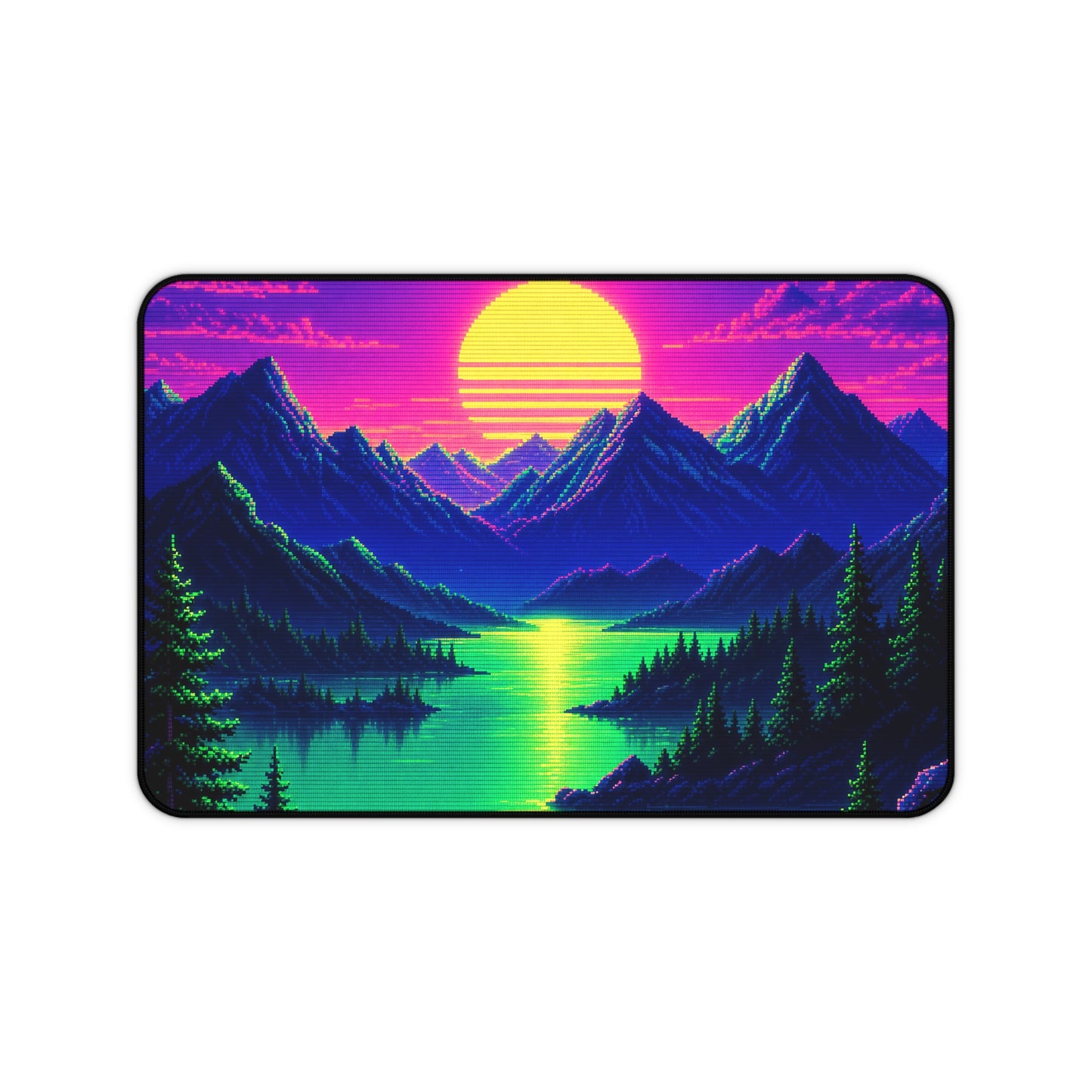 Synthwave Sunset With Mountains - Gaming Culture Gaming Desk Mat