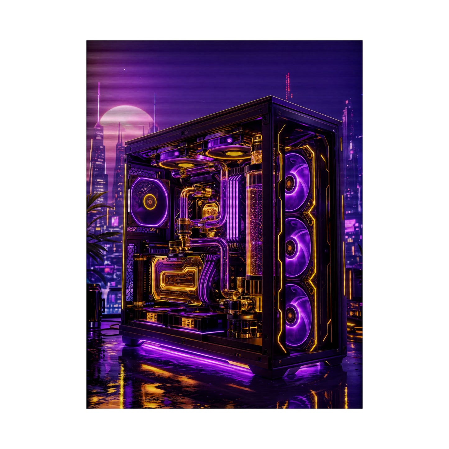 Gaming Pc With Liquid Cooling Glow - Gaming Culture Art Print (Matte Poster)