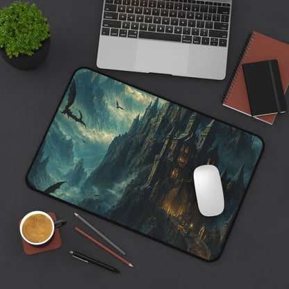 Vampire Castle In The Mountains - Dark Fantasy Gaming Desk Mat