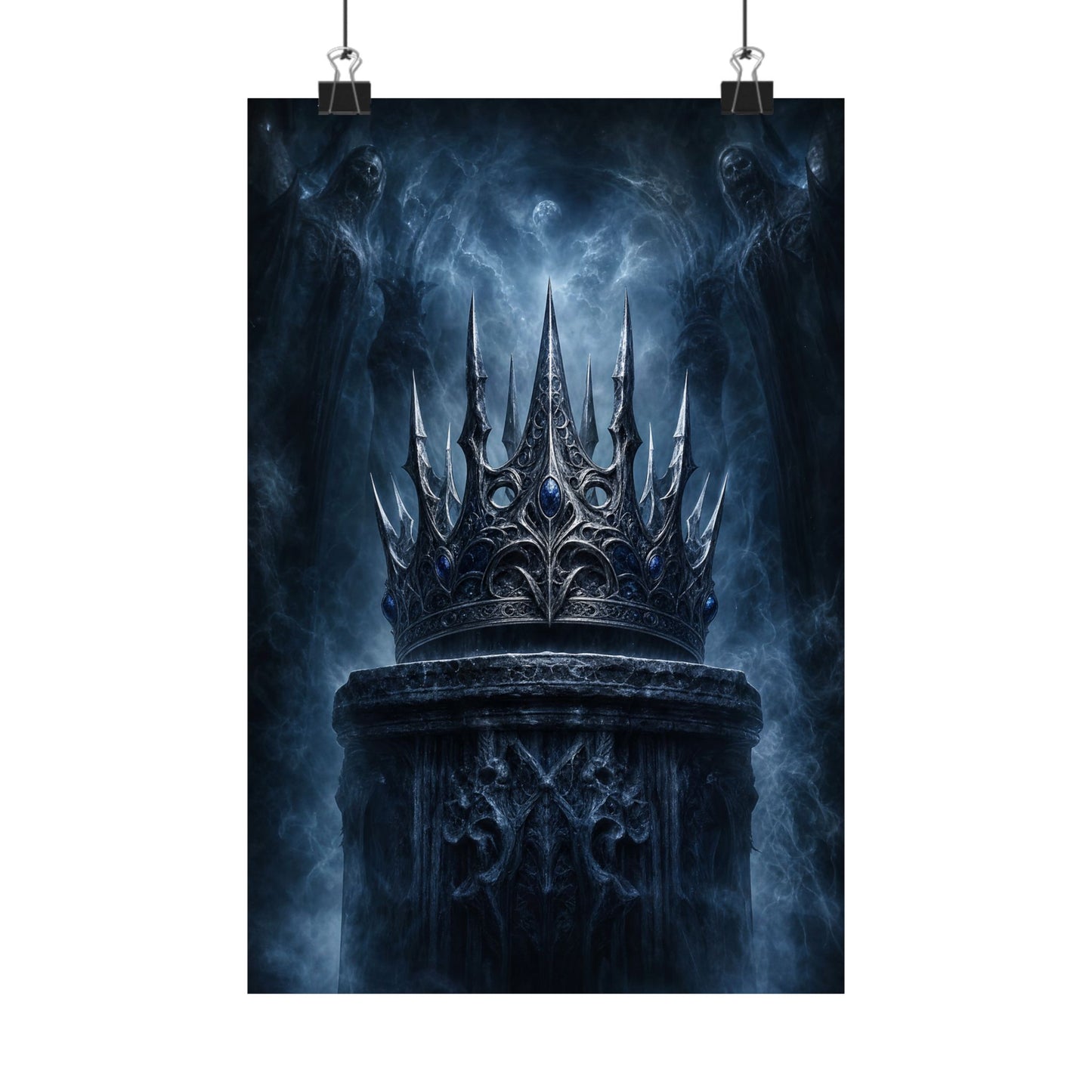 Cursed Crown On Pedestal - Dark Fantasy Art Print (Matte Poster)