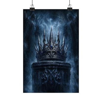 Cursed Crown On Pedestal - Dark Fantasy Art Print (Matte Poster)