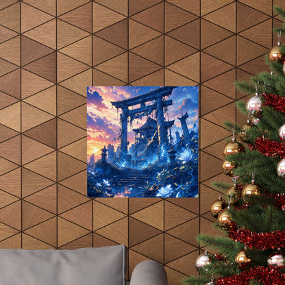 Ruined Shrine Consumed By Nature - Anime Manga Art Print (Matte Poster)