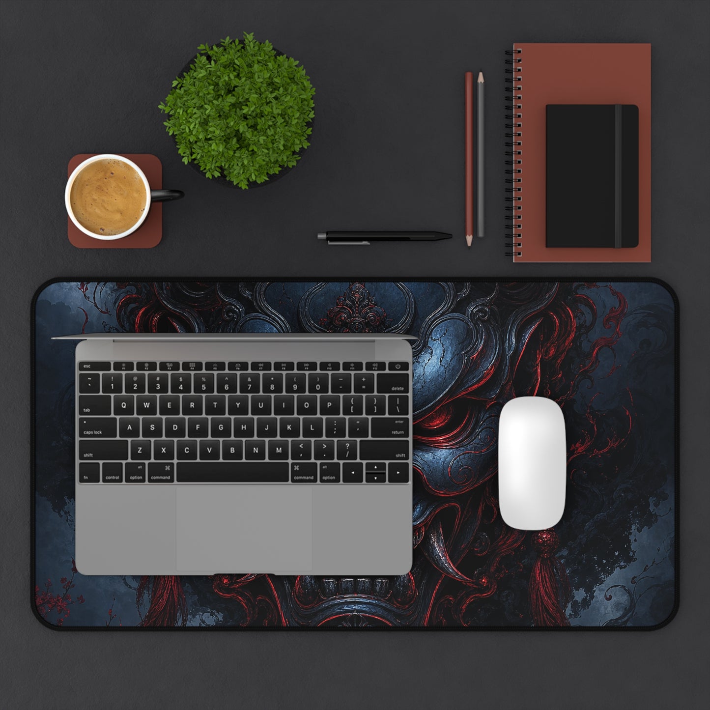 Oni Mask With Black Sun Behind It - Sudoni Brand Gaming Desk Mat