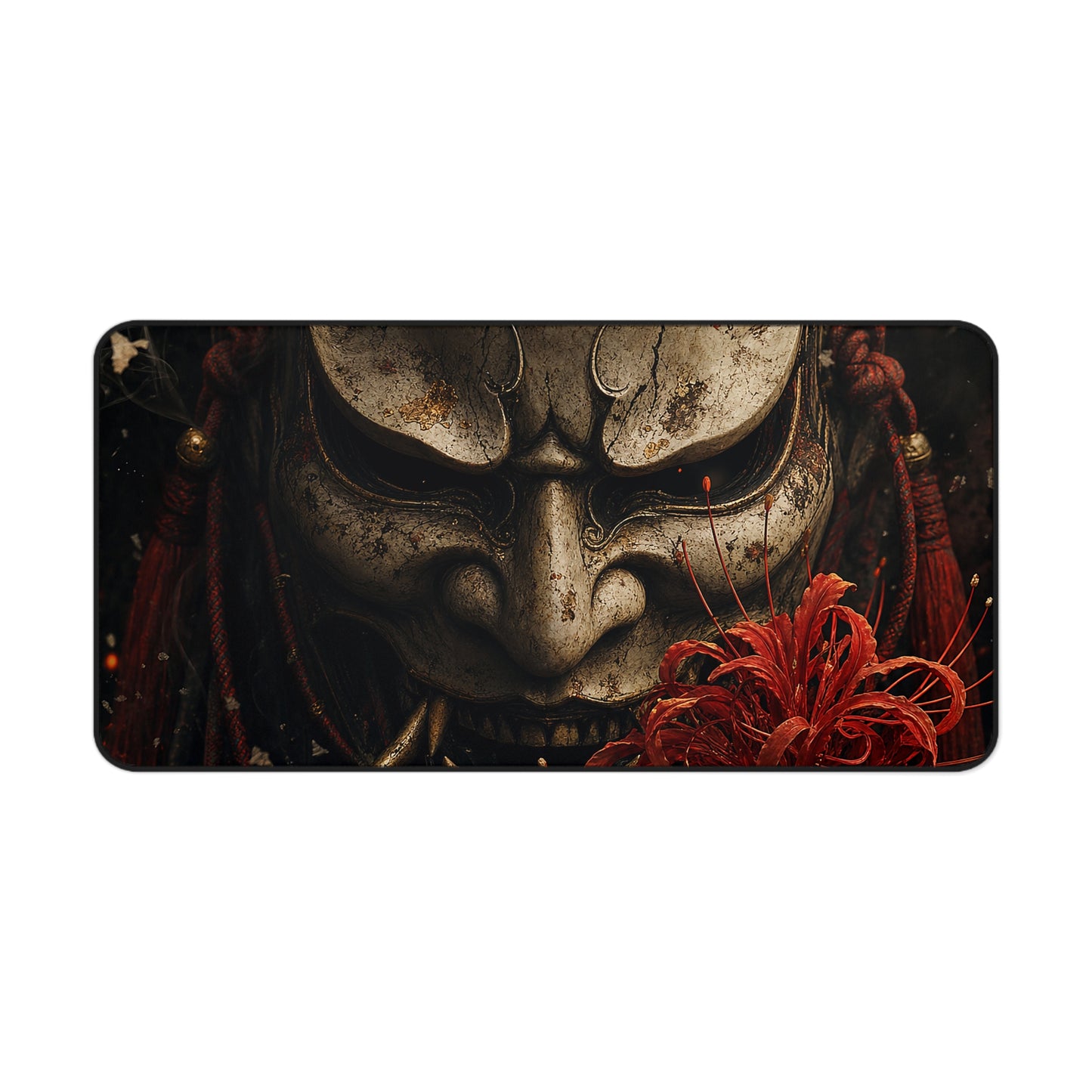 Oni Mask With Red Spider Lily - Sudoni Brand Gaming Desk Mat