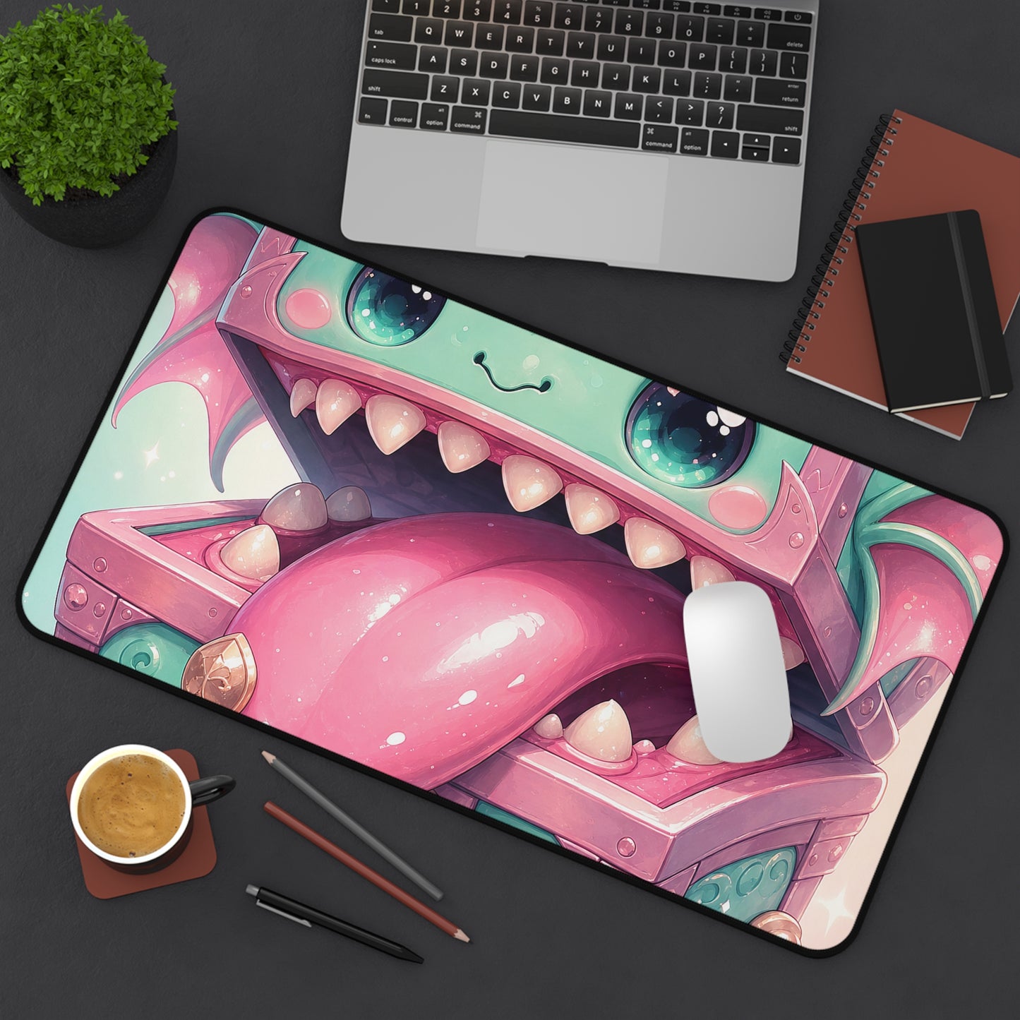 Cute Chest Monster With Tongue - Kawaii Gaming Gaming Desk Mat