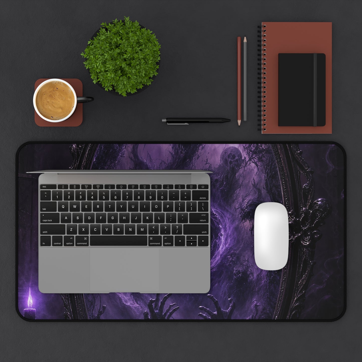 Cursed Mirror Reflecting Horrors - Dark Fantasy Gaming Desk Mat
