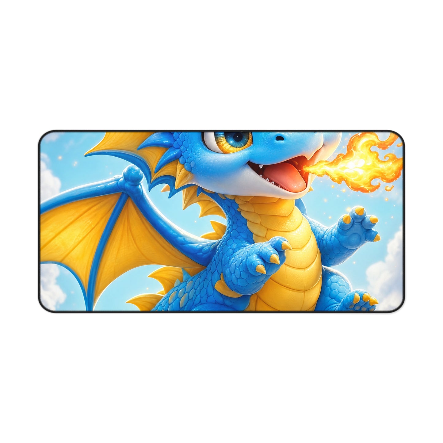 Chibi Dragon Breathing Tiny Fire - Kawaii Gaming Gaming Desk Mat
