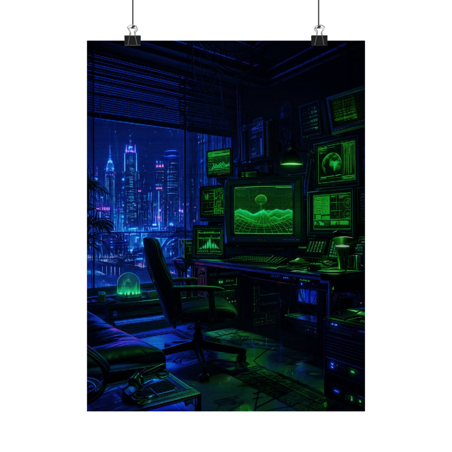 Cyberpunk Hacker Den - Gaming Culture Art Print (Matte Poster)