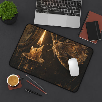 Moth Drawn To Candle Flame - Dark Academia Gaming Desk Mat