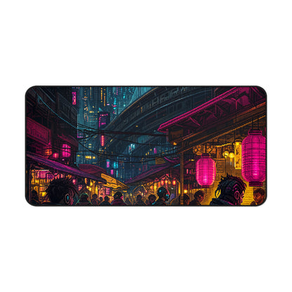 Cyberpunk Street Market - Gaming Culture Gaming Desk Mat