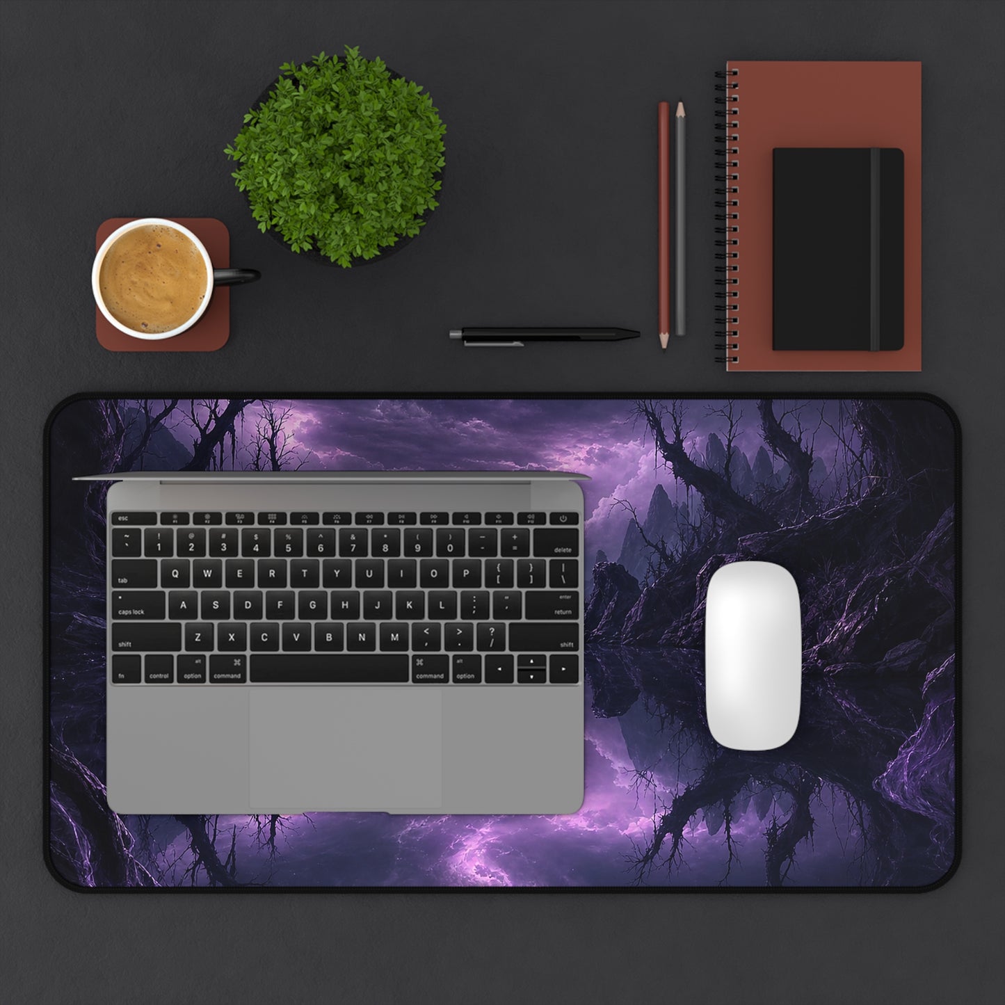 Cursed Mirror Lake - Dark Fantasy Gaming Desk Mat