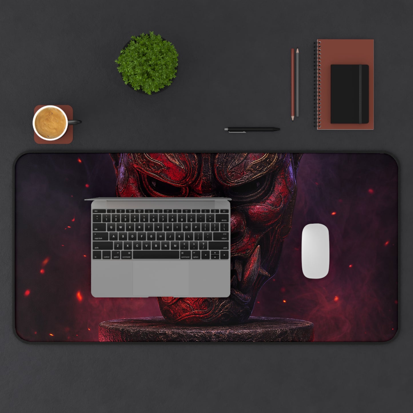 Oni Mask On Pedestal - Sudoni Brand Gaming Desk Mat