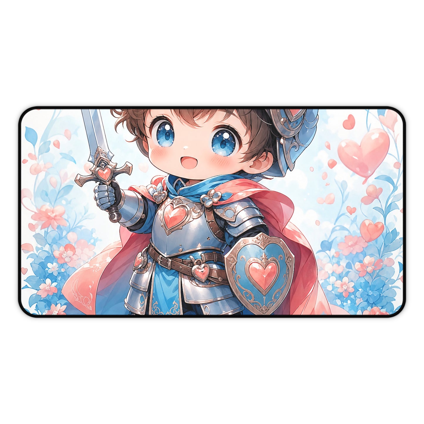 Cute Chibi Knight With Tiny Sword - Kawaii Gaming Gaming Desk Mat