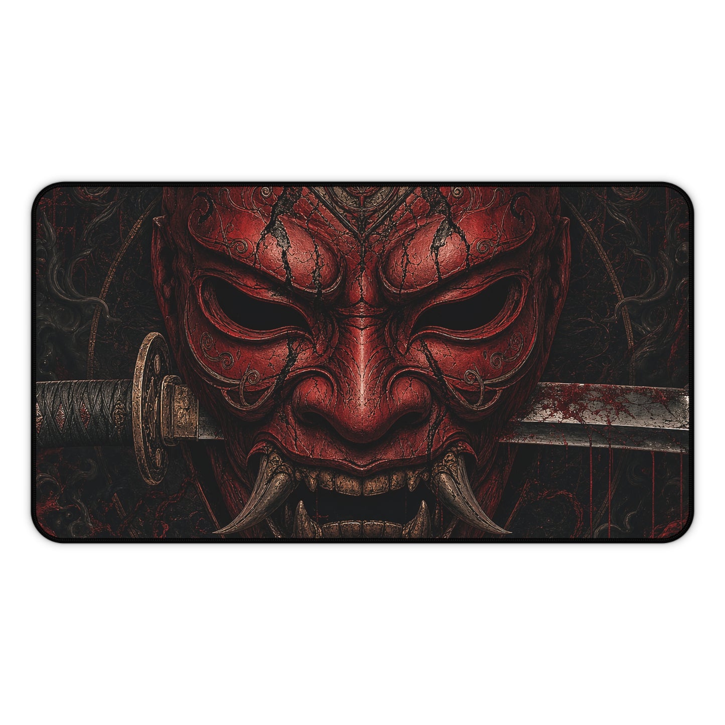 Oni Mask With Katanthrough It - Sudoni Brand Gaming Desk Mat