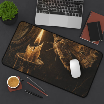 Moth Drawn To Candle Flame - Dark Academia Gaming Desk Mat