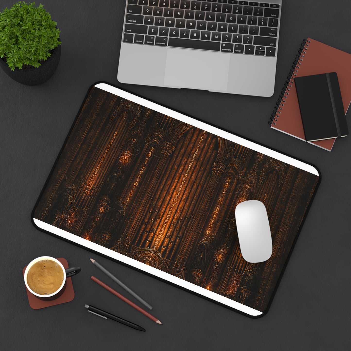 Dark Cathedral Orgplaying - Dark Fantasy Gaming Desk Mat