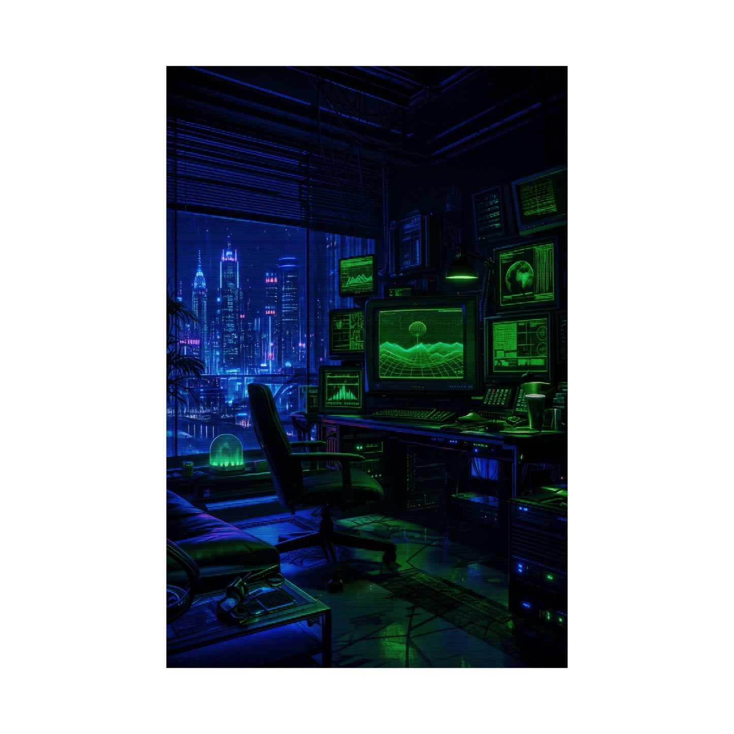 Cyberpunk Hacker Den - Gaming Culture Art Print (Matte Poster)