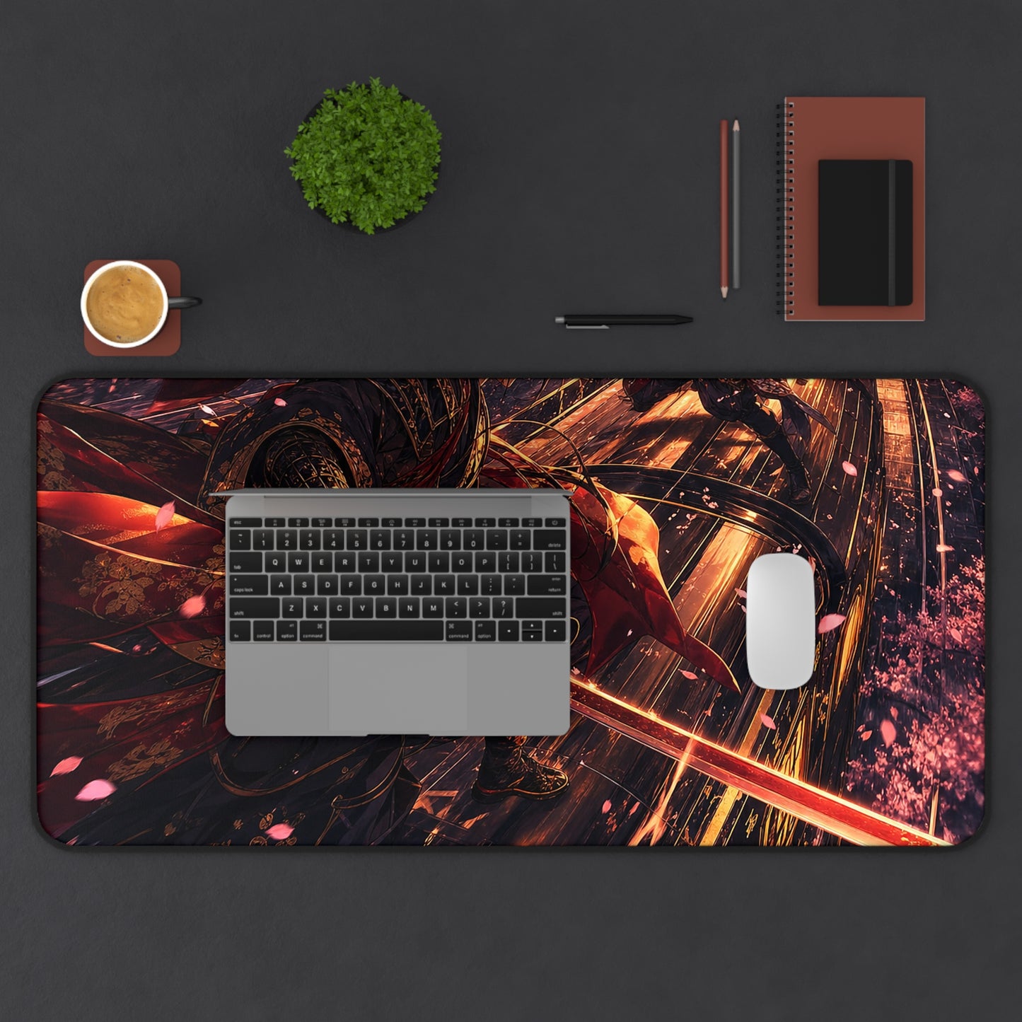 Battle On Train At Sunset - Anime Manga Gaming Desk Mat