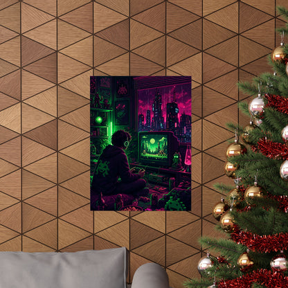 Gaming Marathon Scene - Gaming Culture Art Print (Matte Poster)