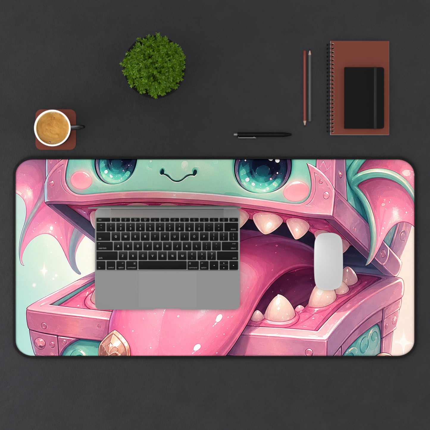 Cute Chest Monster With Tongue - Kawaii Gaming Gaming Desk Mat