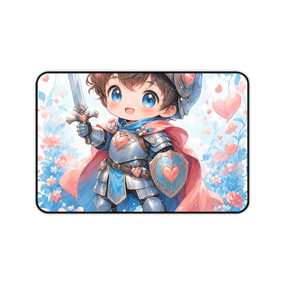 Cute Chibi Knight With Tiny Sword - Kawaii Gaming Gaming Desk Mat