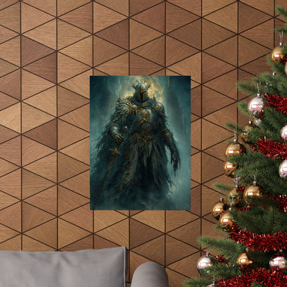 Corrupted Paladin In Decayed Armor - Dark Fantasy Art Print (Matte Poster)