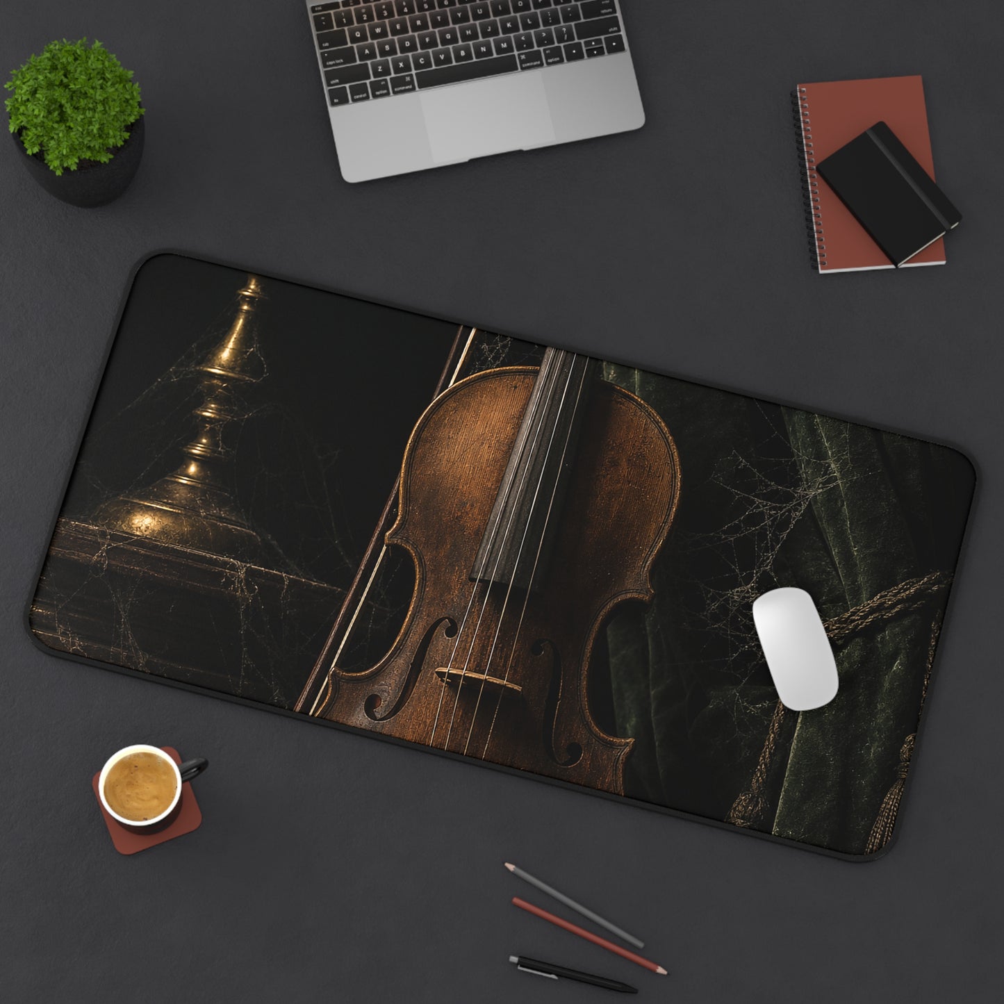 Violin On Dark Stage - Dark Academia Gaming Desk Mat