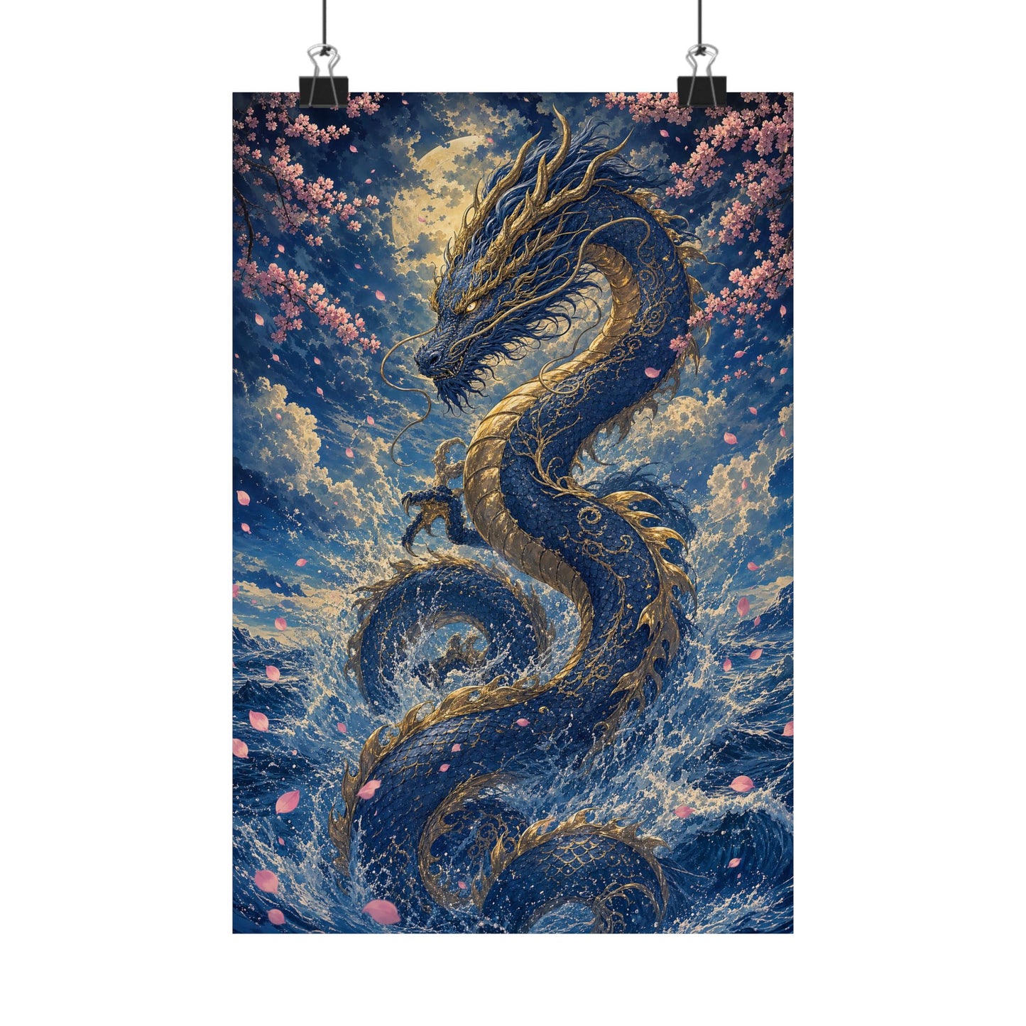 Ryuu Dragon Rising From The Ocean - Japanese Mythology Art Print (Matte Poster)