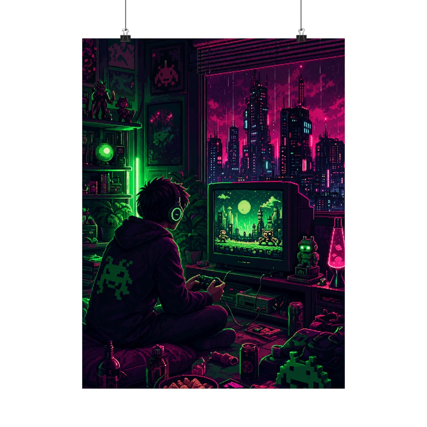 Gaming Marathon Scene - Gaming Culture Art Print (Matte Poster)
