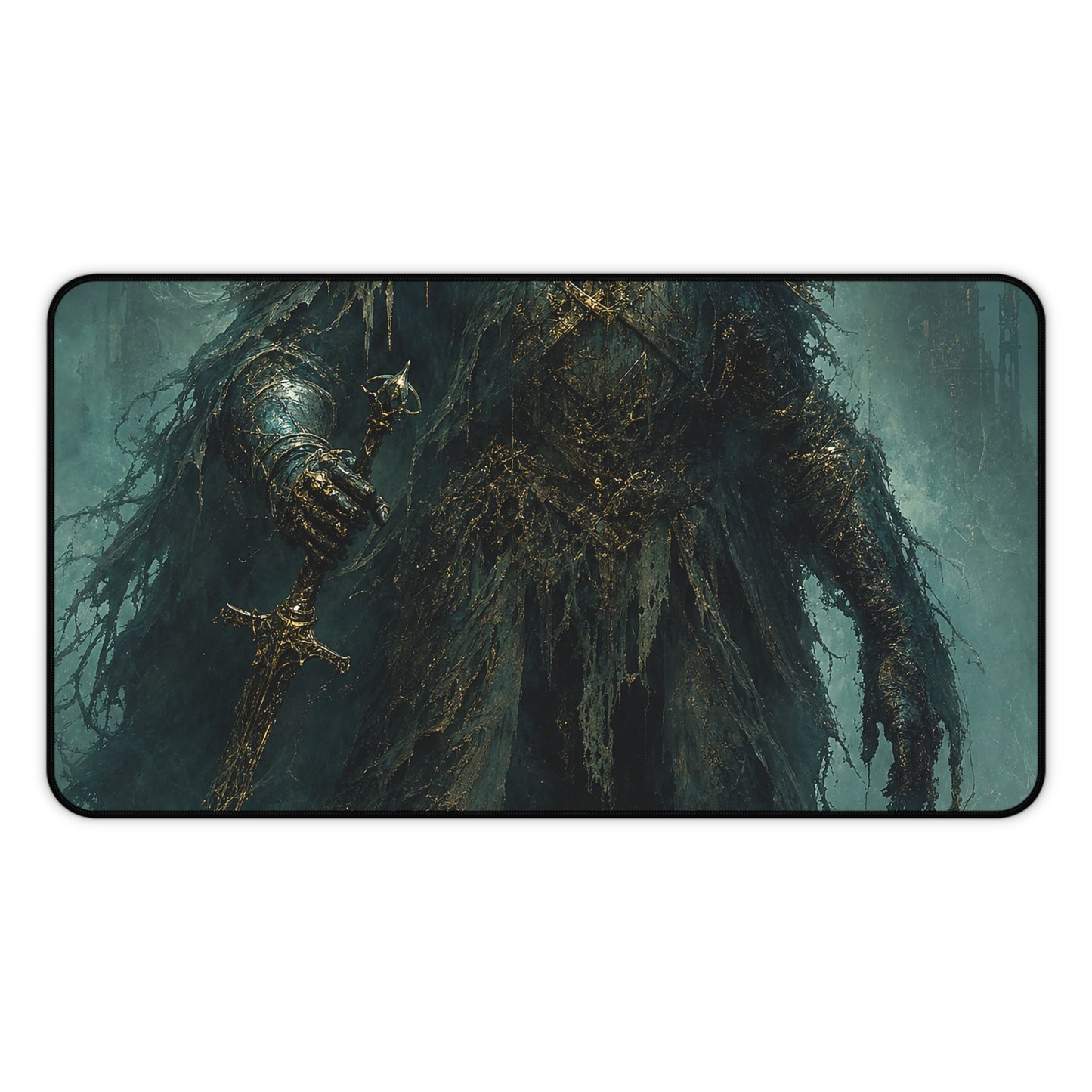 Corrupted Paladin In Decayed Armor - Dark Fantasy Gaming Desk Mat
