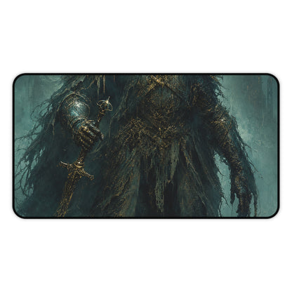 Corrupted Paladin In Decayed Armor - Dark Fantasy Gaming Desk Mat