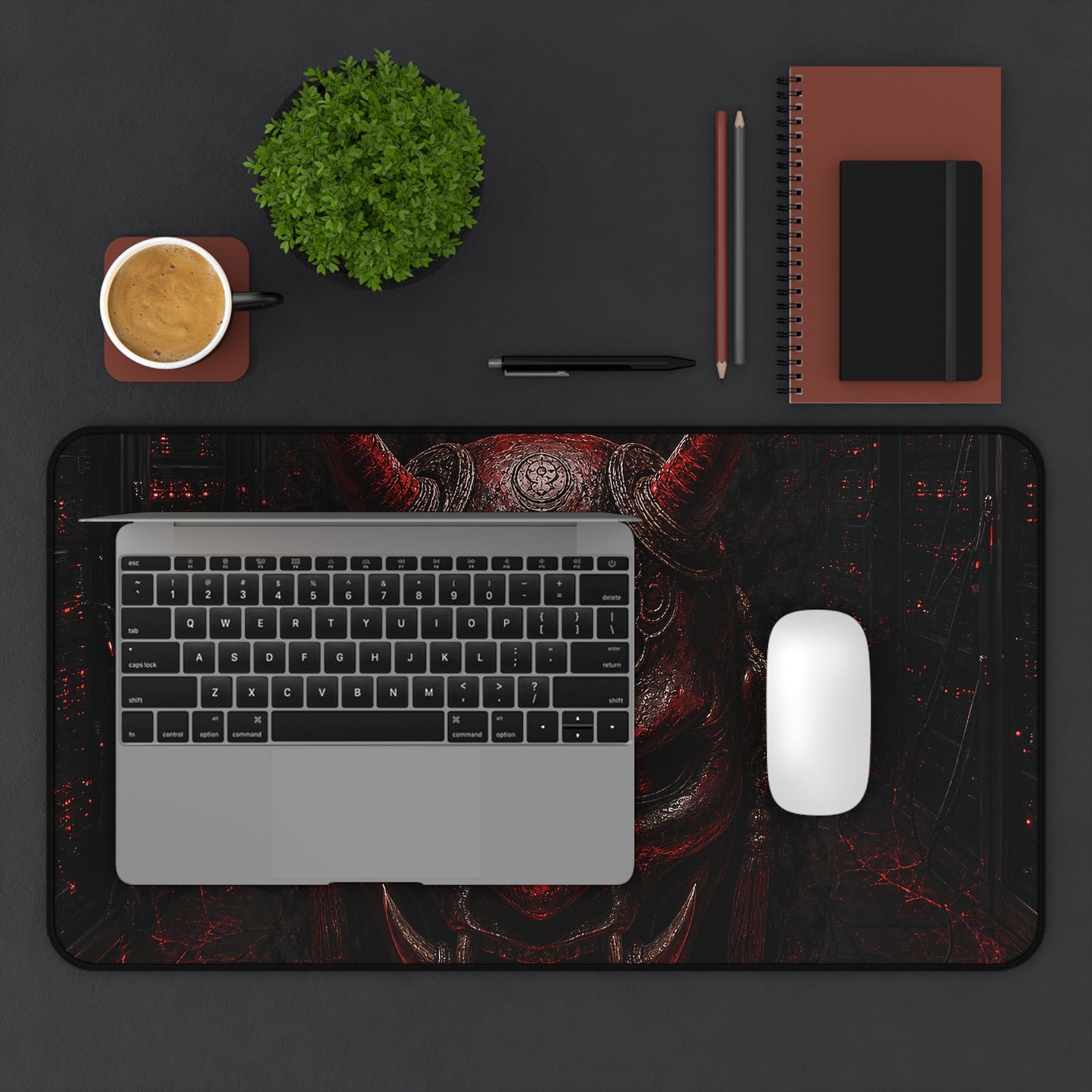 Oni Mask In Dark Server Room - Sudoni Brand Gaming Desk Mat