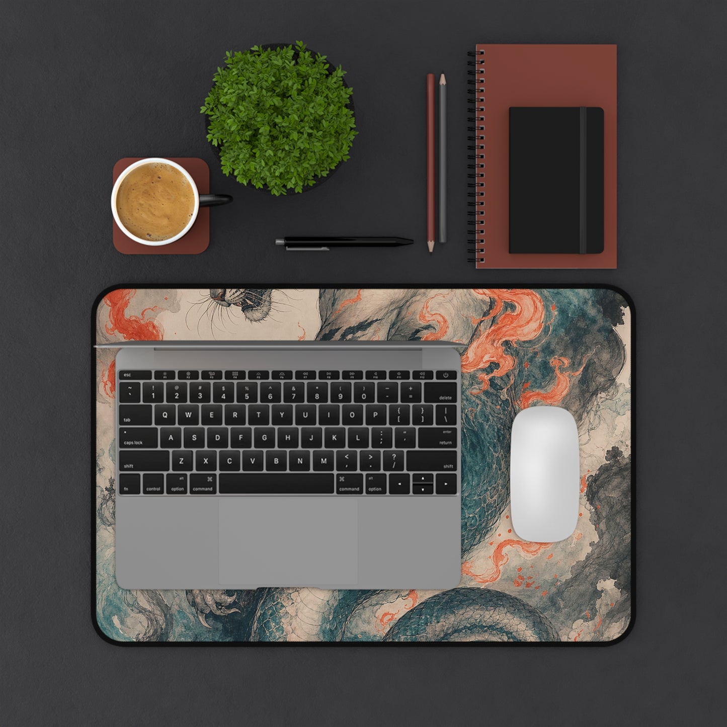 Nue With Tiger Body And Snake Tail - Japanese Mythology Gaming Desk Mat