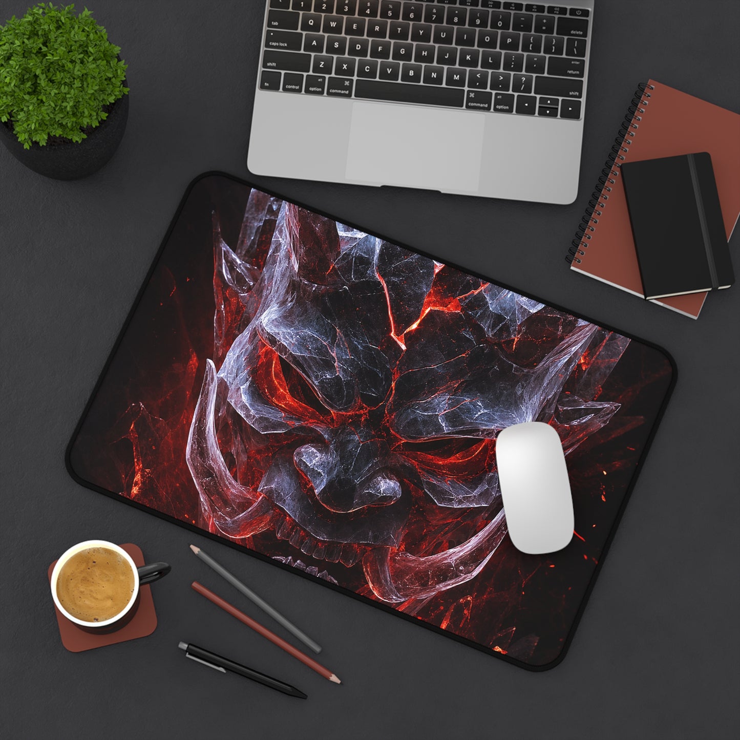 Oni Mask Made Of Ice Crystals - Sudoni Brand Gaming Desk Mat