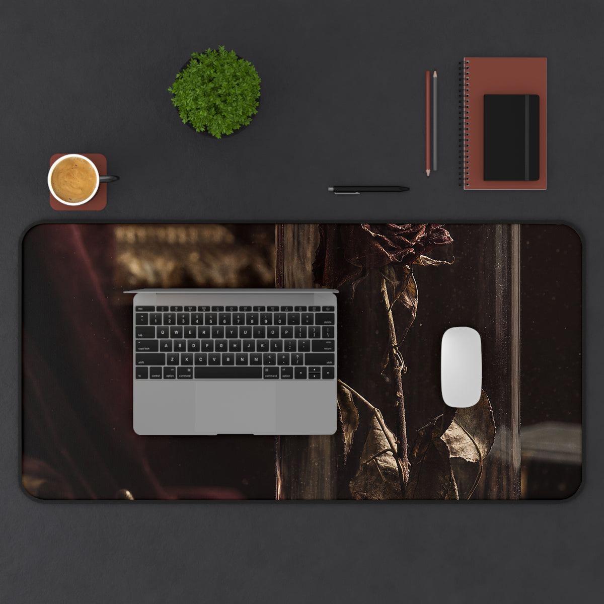 Dead Rose In Glass Dome - Dark Academia Gaming Desk Mat