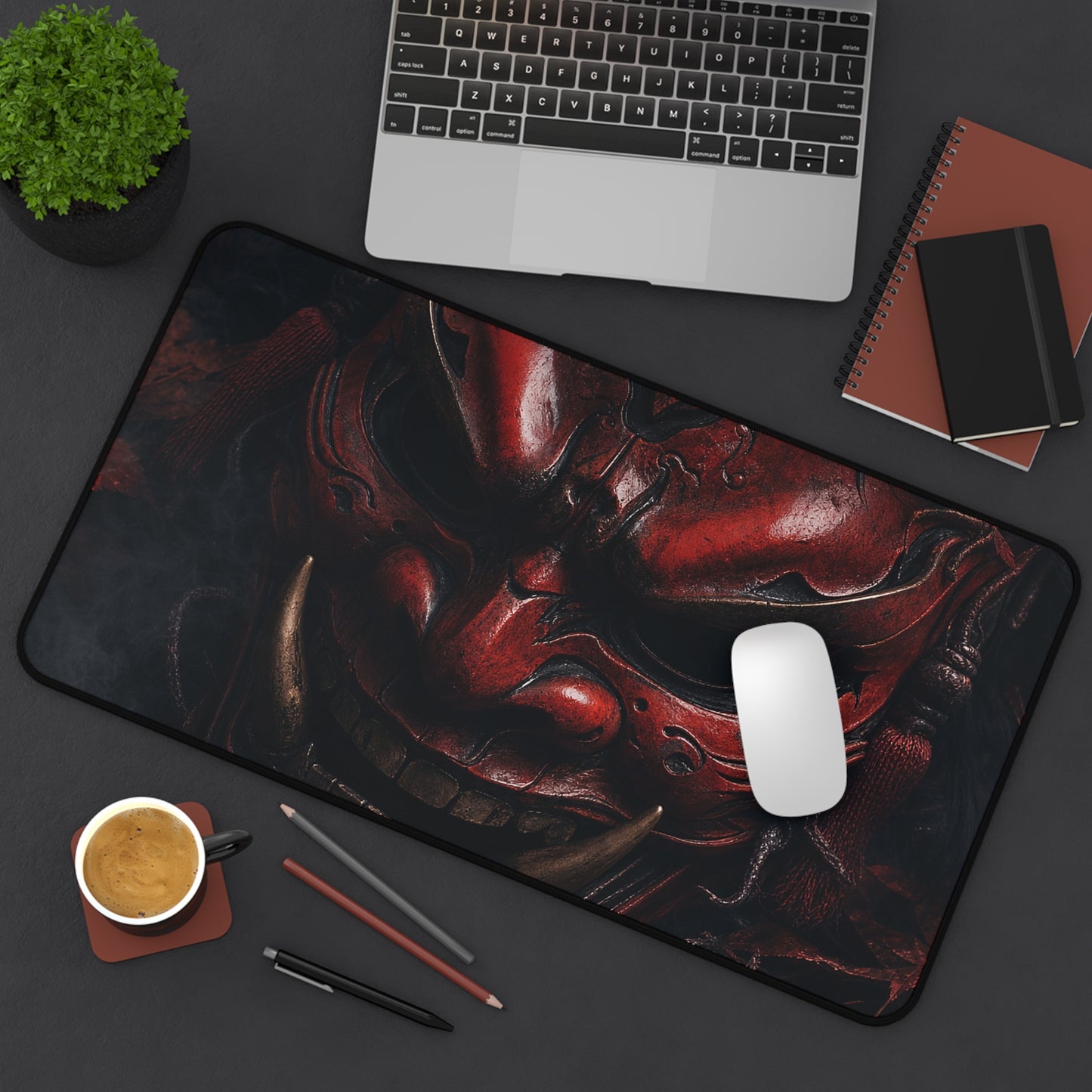 Oni Mask With Autumn Leaves - Sudoni Brand Gaming Desk Mat
