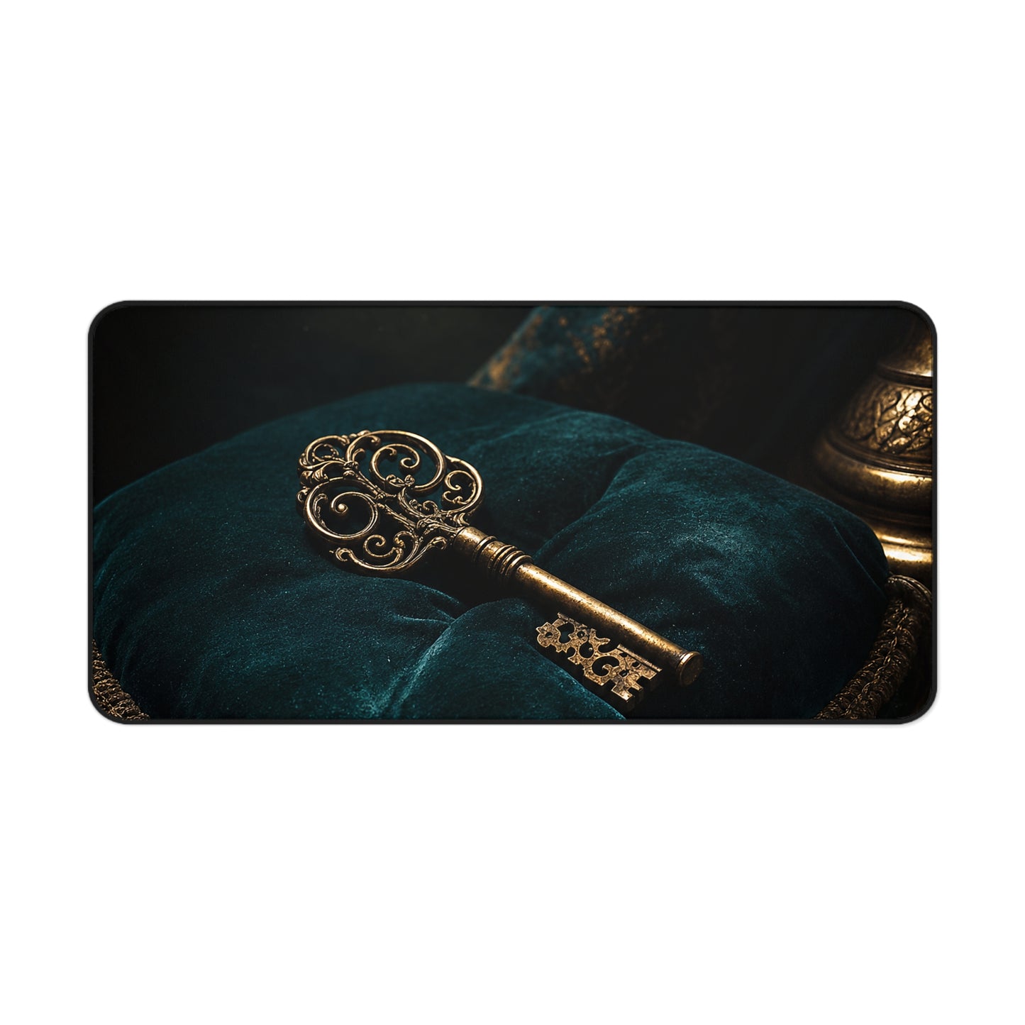 Antique Key On Velvet Cushion - Dark Academia Gaming Desk Mat