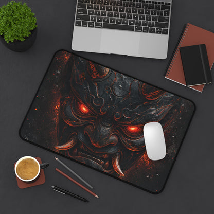 Oni Mask With Glowing Red Eyes - Sudoni Brand Gaming Desk Mat