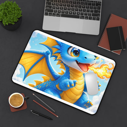 Chibi Dragon Breathing Tiny Fire - Kawaii Gaming Gaming Desk Mat