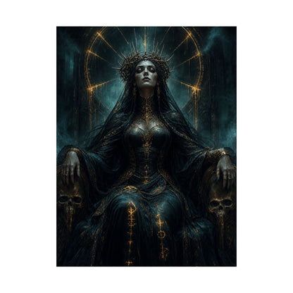 Dark Queen With Crown Of Thorns - Dark Fantasy Art Print (Matte Poster)