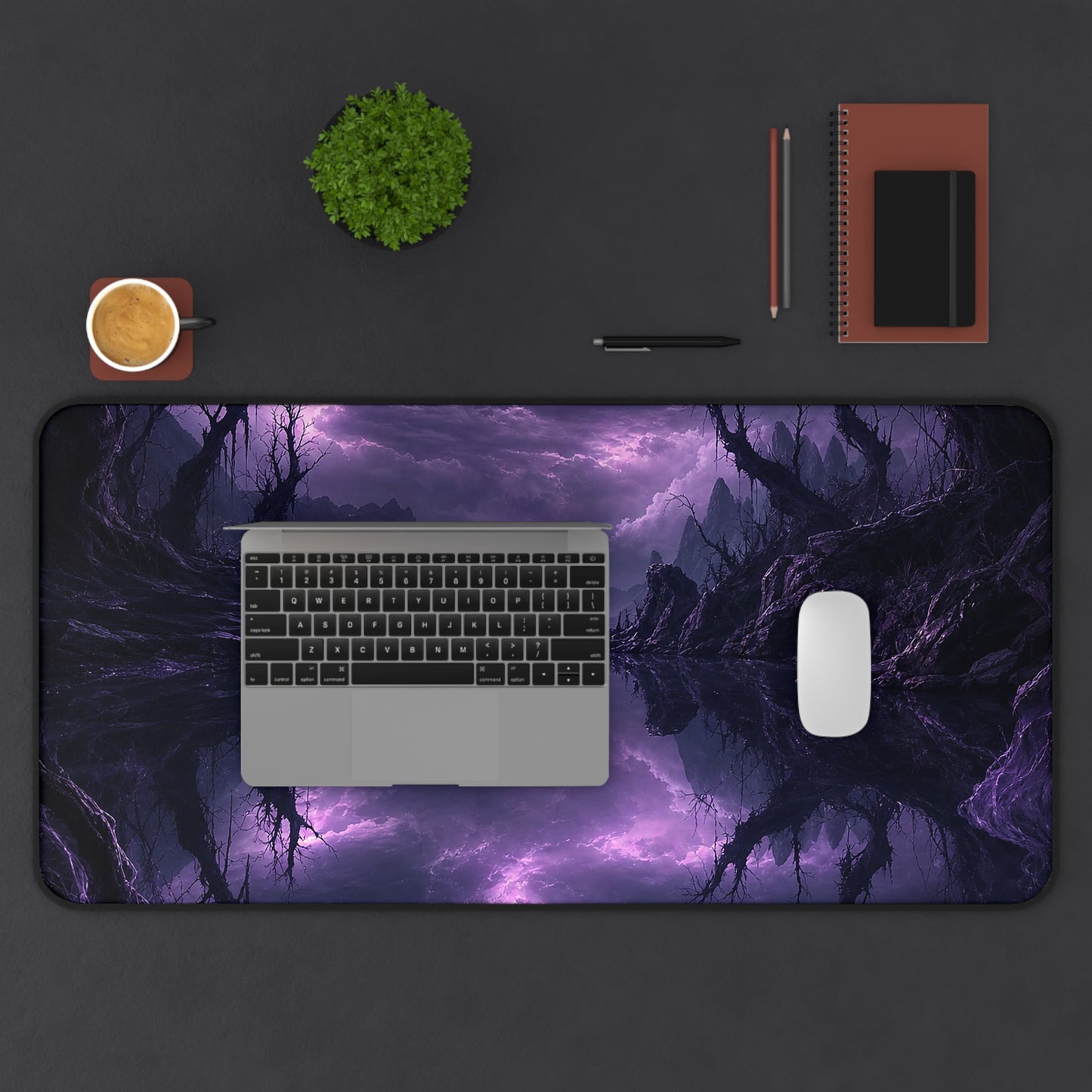 Cursed Mirror Lake - Dark Fantasy Gaming Desk Mat