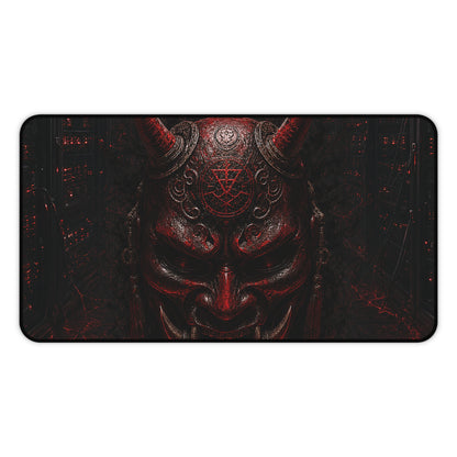 Oni Mask In Dark Server Room - Sudoni Brand Gaming Desk Mat