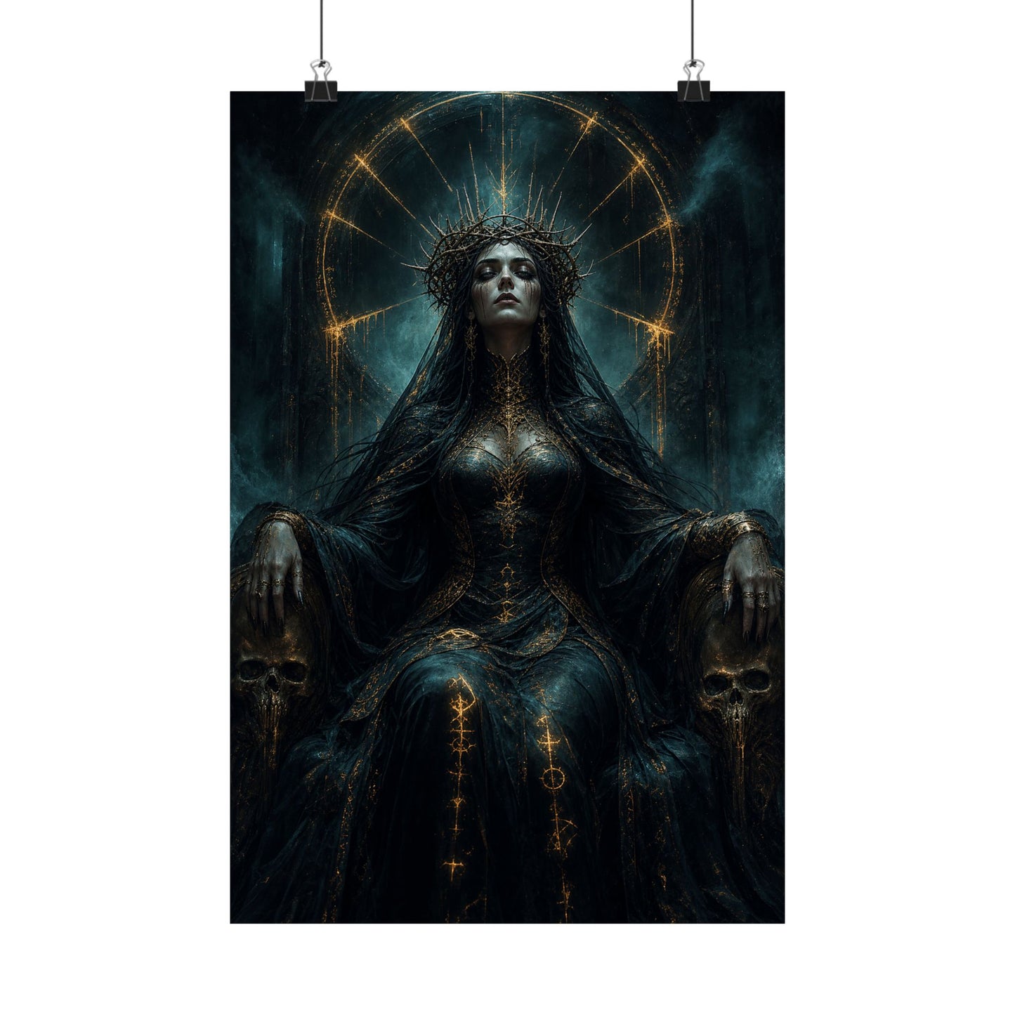 Dark Queen With Crown Of Thorns - Dark Fantasy Art Print (Matte Poster)