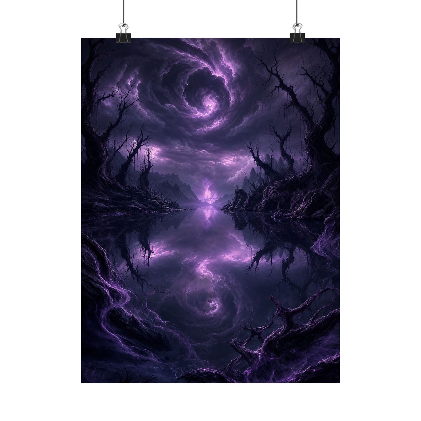 Cursed Mirror Lake - Dark Fantasy Art Print (Matte Poster)