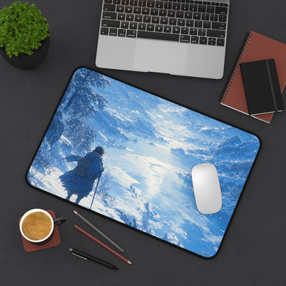 Winter Landscape With Lone Traveler - Anime Manga Gaming Desk Mat