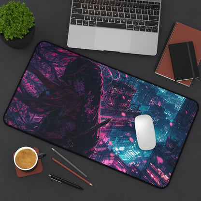 Cyberpunk City Street At Night - Anime Manga Gaming Desk Mat